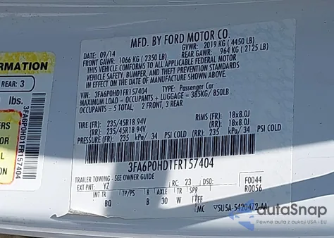 2015 Ford Fusion Se z USA, uszkodzony, nr VIN 3FA6P0HD1FR157404